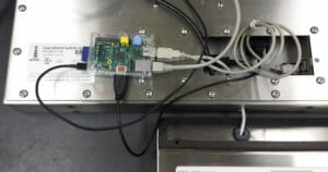 Raspberry Pi with all components installed and connections made, ready to be sealed