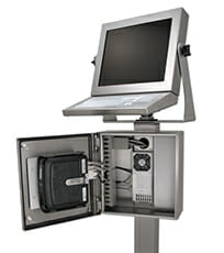 Close up of Industrial Workstation with Thin Client Enclosure