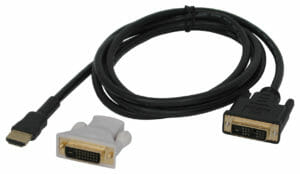 The Hope Industrial CCDVI-xx cable kits can be used to feed our DVI displays from a HDMI source, or to run a DVI signal through conduit.