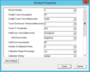 Eigenschaften des ThinManager-Touch-Screen-Moduls