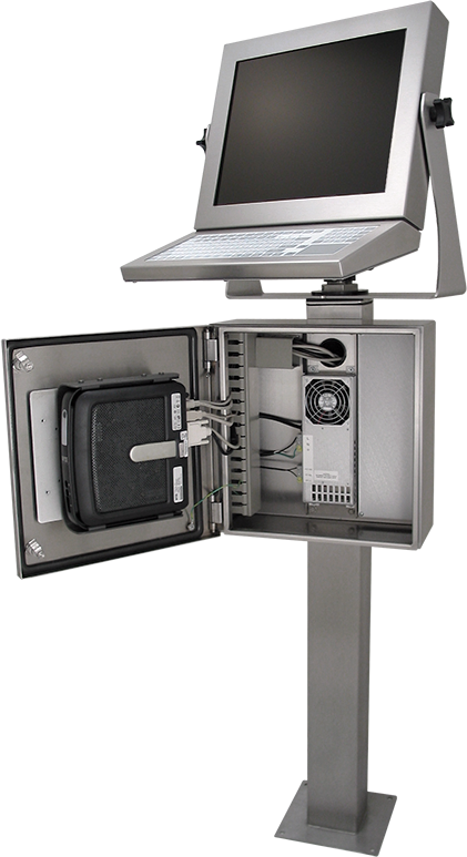 La workstation HIS con enclosure per thin client è perfetta per i dispositivi ThinManager