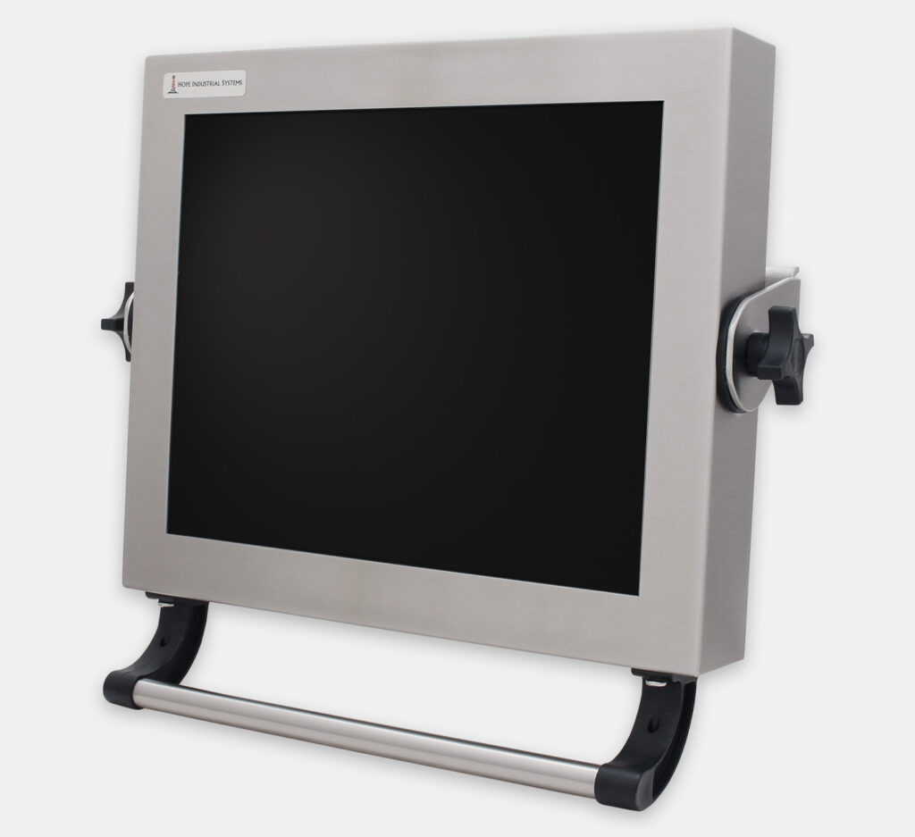 Handle for Universal Mount Industrial Monitors, mounted on 17" Universal Mount Monitor